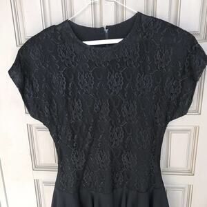 Vintage Samantha Drop Waist Evening Dress Sz10 Black Lace Tiered Chiffon Skirt